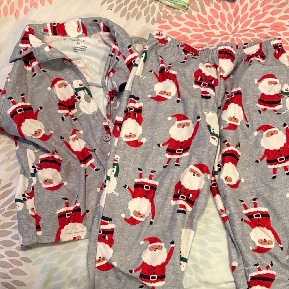Carter's Gray and Red Santa Kids Pajama Set
